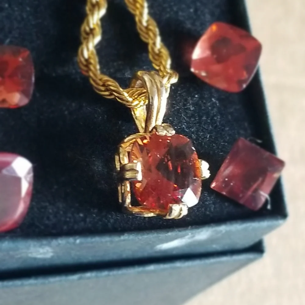 Easter Sale Vintage custom made 14k andesine sunstone  charm chain - Picture 13 of 16